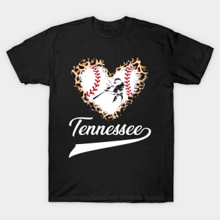 Tennessee Souvenir Baseball Leopard Heart I Love Tennessee T-Shirt